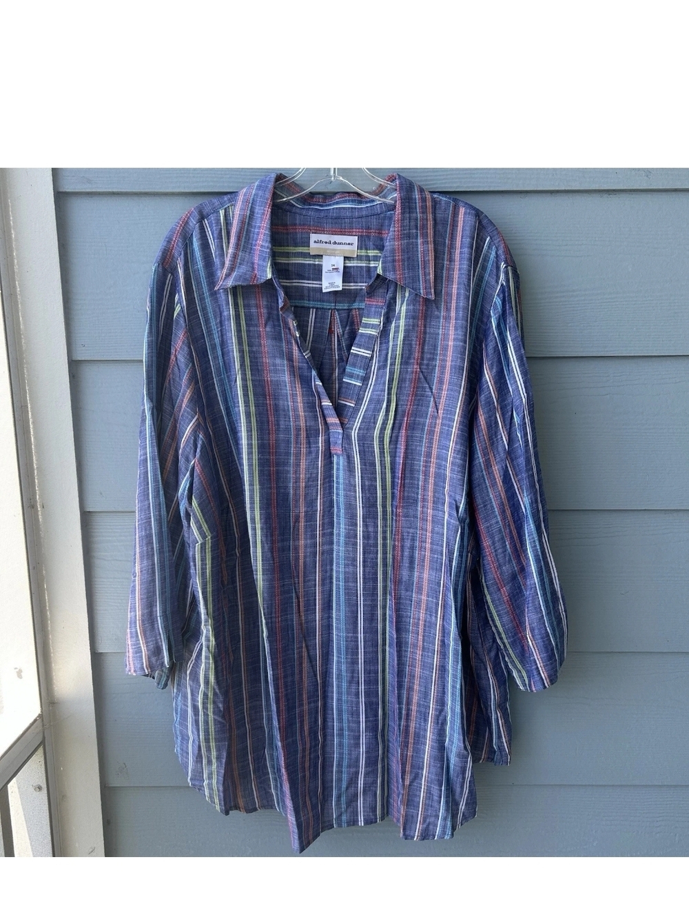 NWT Alfred Dunner Women's Multicolor Striped Button-Front Tunic Size 3X